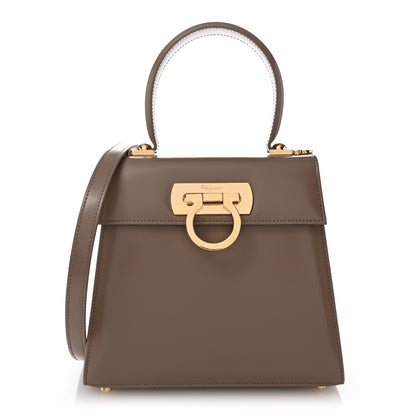 Salvatore Ferragamo Brushed Off Calfskin Small Iconic Top Handle Bag Grey 1 of 10