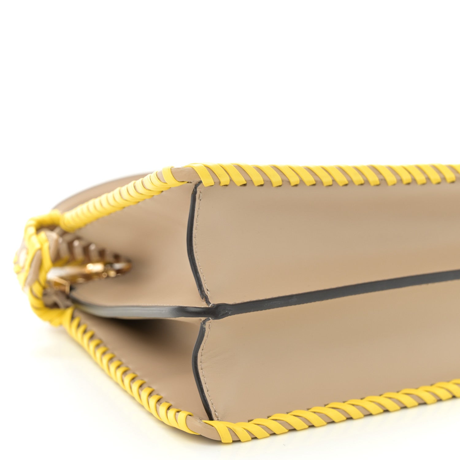 Fendi Vitello King Shiny Nappa Intreccio Small Peekaboo I SEE U Satchel Beige Amido Camel Pomelo 8 of 9