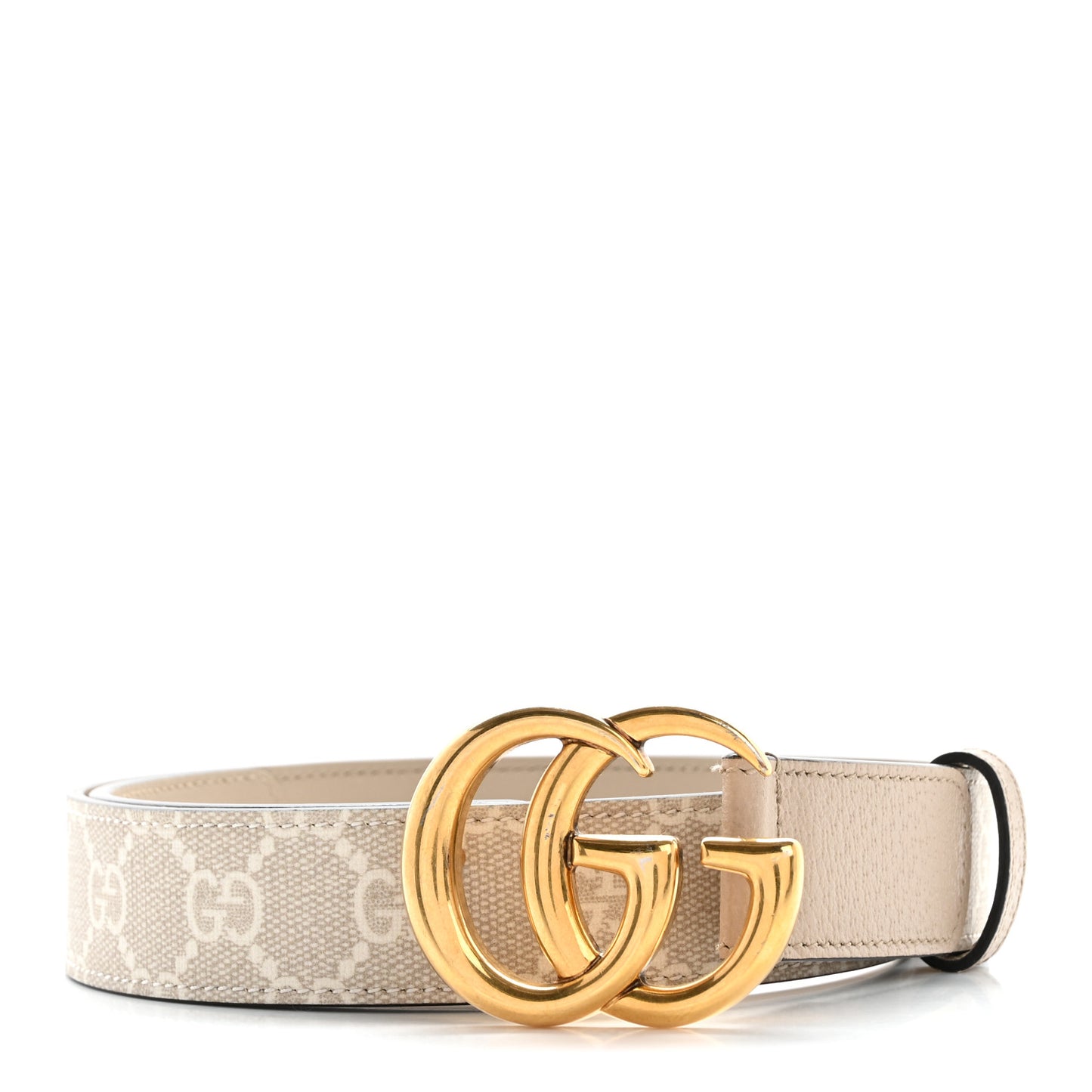 GG Supreme Monogram Calfskin Double G 30mm Belt 80 32 Beige Mystic White Oatmeal