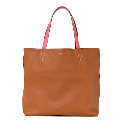 Hermes Veau Sikkim Swift Double Sens 30 Reversible Tote Gold Rose Azalee Rouge Casaque Brique 1 of 14