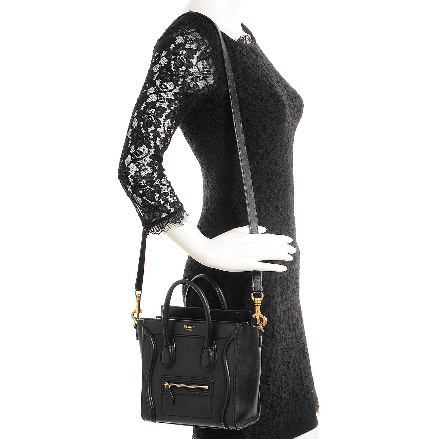 Celine Smooth Calfskin Nano Luggage Black 2 of 11