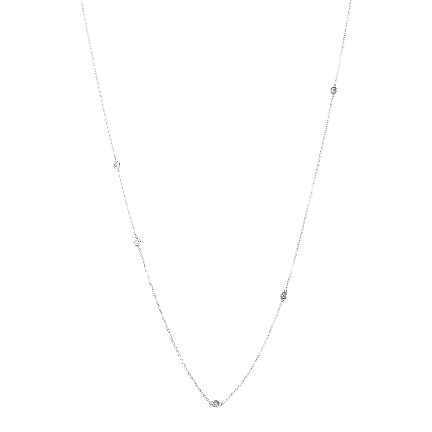 Tiffany Sterling Silver Diamond .21ctw Elsa Peretti Diamonds by the Yard Seven Station Necklace 1 of 6