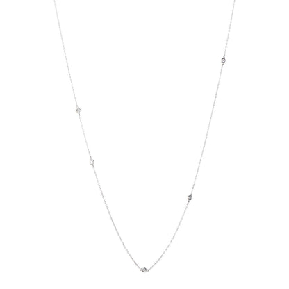Tiffany Sterling Silver Diamond .21ctw Elsa Peretti Diamonds by the Yard Seven Station Necklace 1 of 6