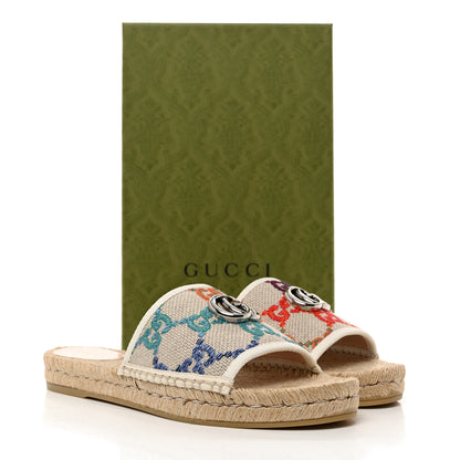 Gucci Linen Psychedelic Mini GG Monogram Slide Sandals 41 Multicolor 2 of 9