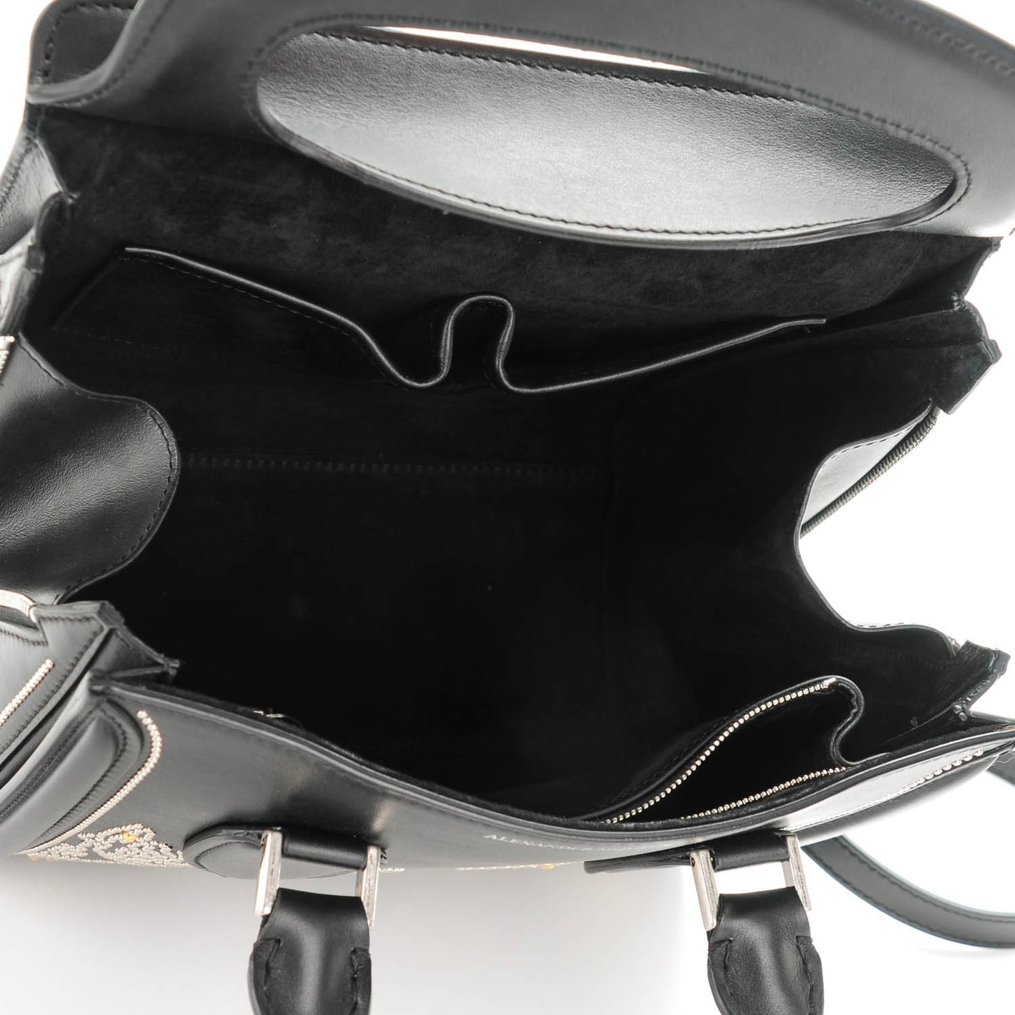 Calfskin Floral Studded Small Heroine Black