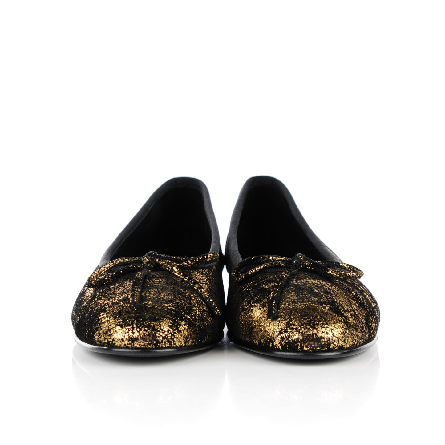 Metallic Suede CC Cap Toe Ballerina Flats 35 Gold Black