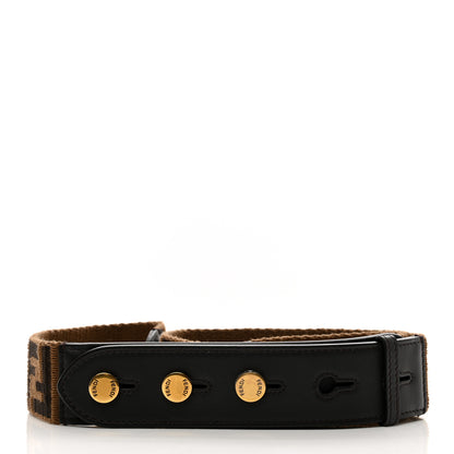 Fendi Ribbon Vitello Century FF 1974 Flat Studded Strap You Fango Marrone Ebano 3 of 5