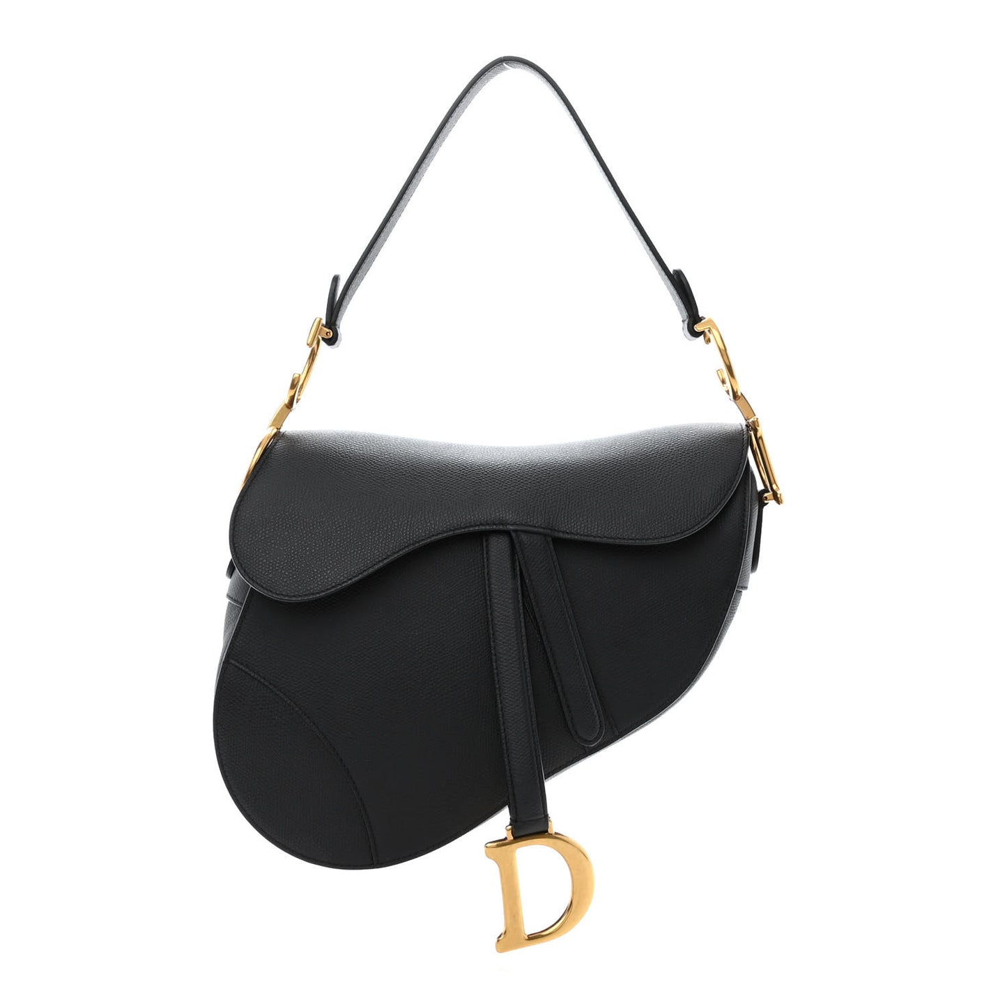 Grained Calfskin Saddle Bag Black