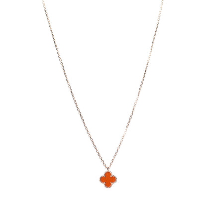 Van Cleef & Arpels 18K Rose Gold Carnelian Sweet Alhambra Pendant Necklace 1 of 5