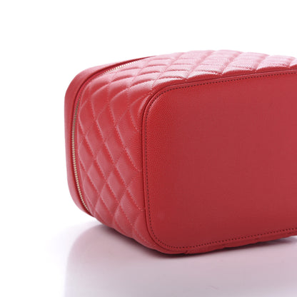 Chanel Grained Shiny Calfskin Quilted Large Vanity Pouch Red 6 of 11