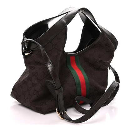 Gucci Denim GG Monogram Web Small Giglio Tote Dark Brown 4 of 11