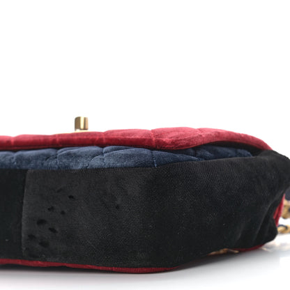 Chanel Velvet Quilted Small Camellia Flap Black Red Blue 10 of 10