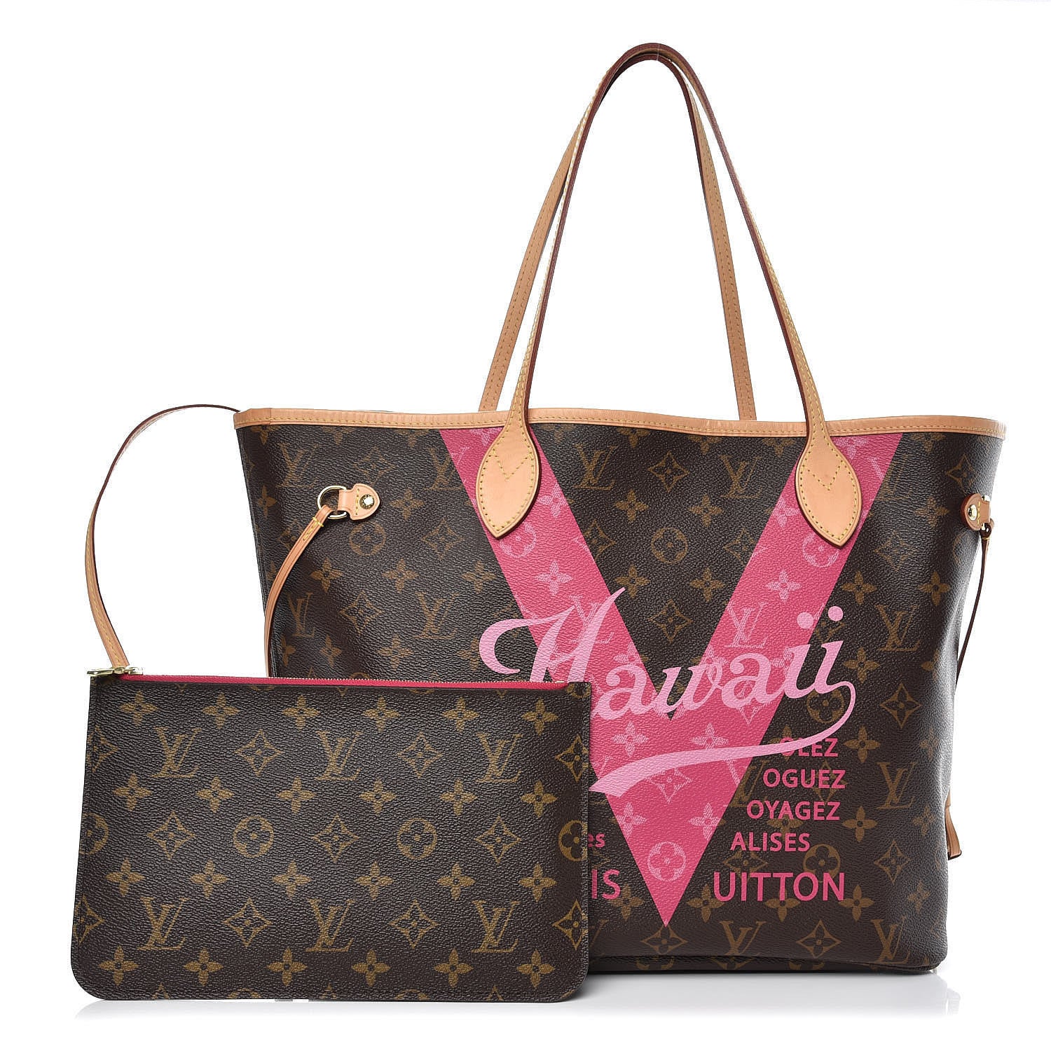 Louis Vuitton Monogram Hawaii V Neverfull MM Hot Pink 3 of 8