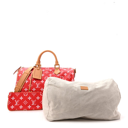 Louis Vuitton LOUIS VUITTON Calfskin Monogram Speedy P9 Bandouliere 40 Red 3 of 14