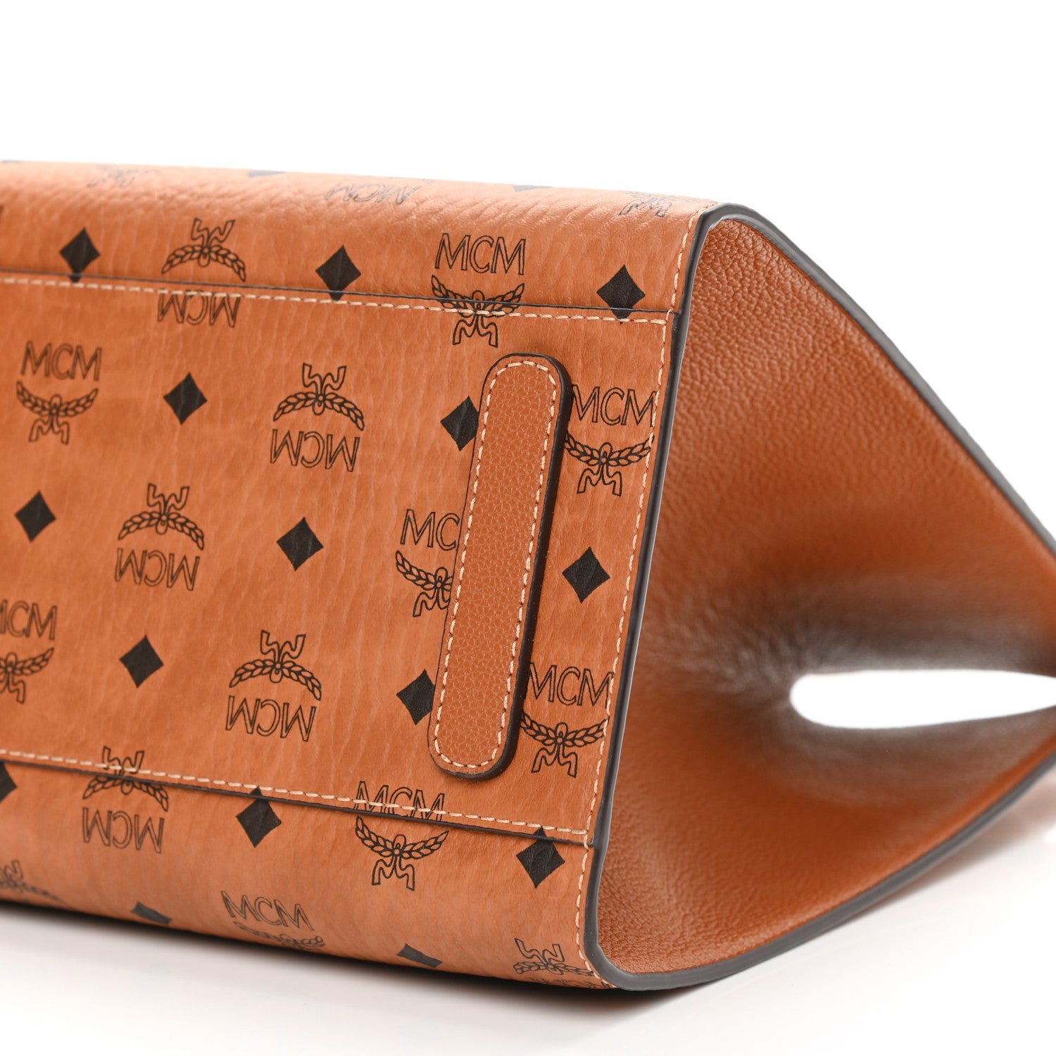 MCM Visetos Medium Luisa Shopper Tote Cognac 8 of 8