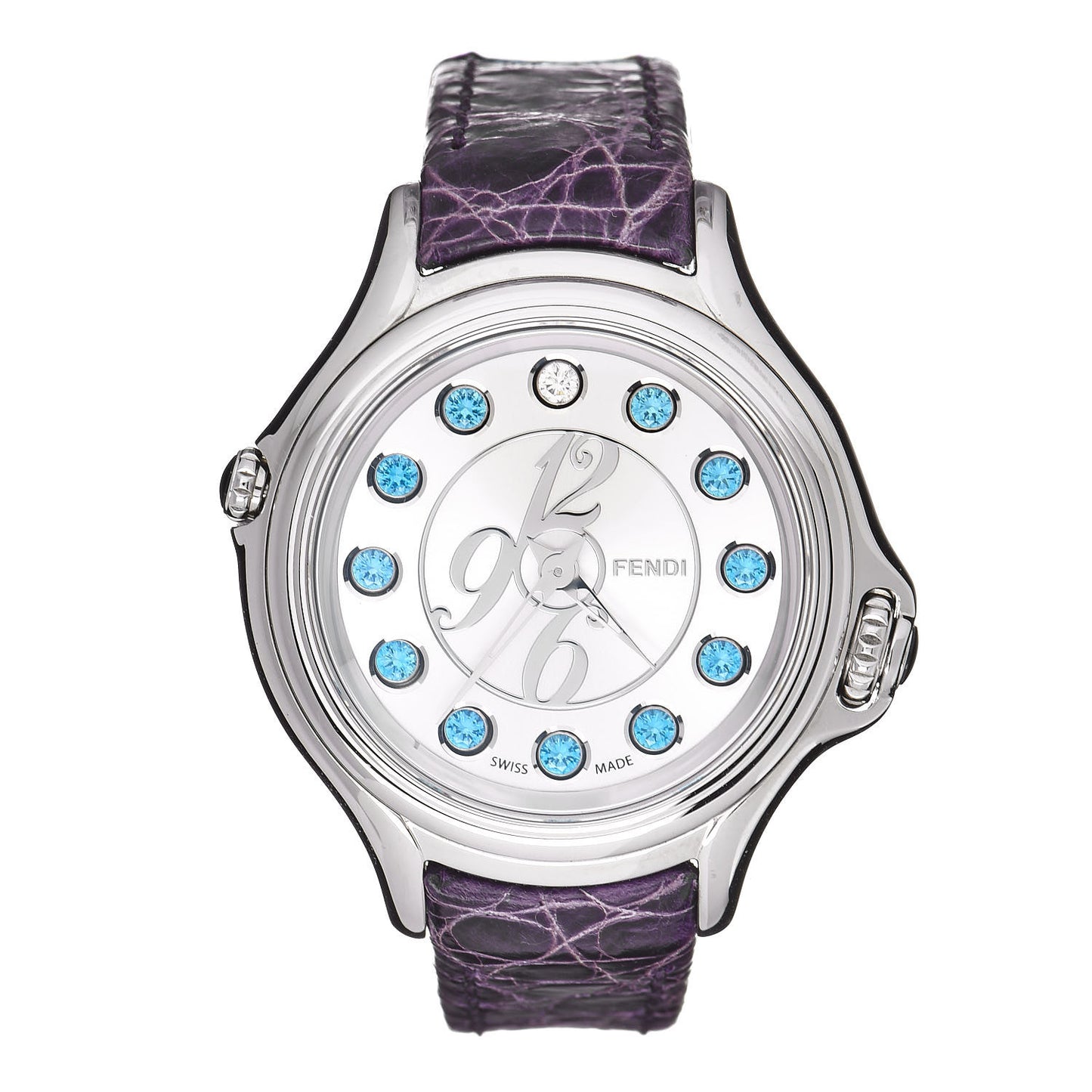 Stainless Steel Alligator Diamond Topaz 33mm Crazy Carats Rotating Gem Quartz Watch