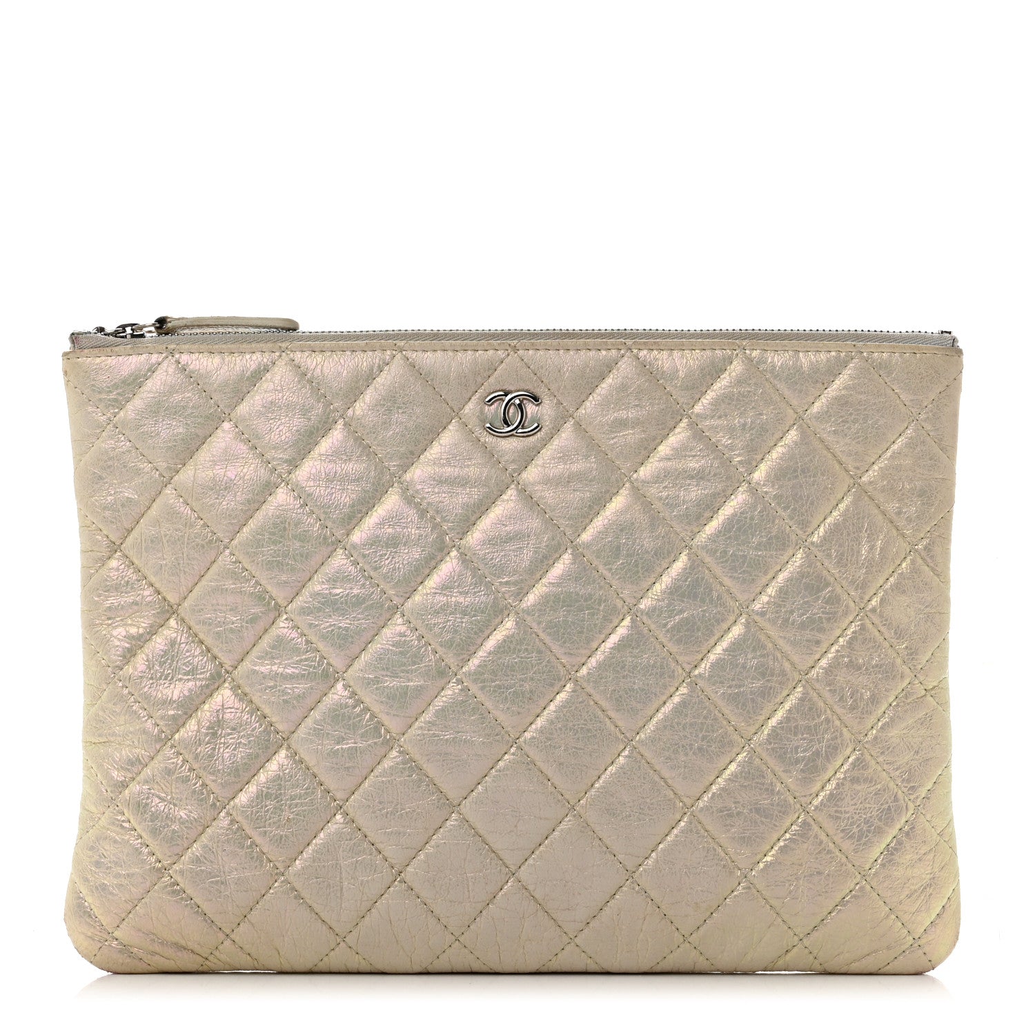 Chanel Iridescent Lambskin Quilted Medium Cosmetic Case Ivory 1 of 13