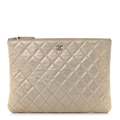 Chanel Iridescent Lambskin Quilted Medium Cosmetic Case Ivory 1 of 13