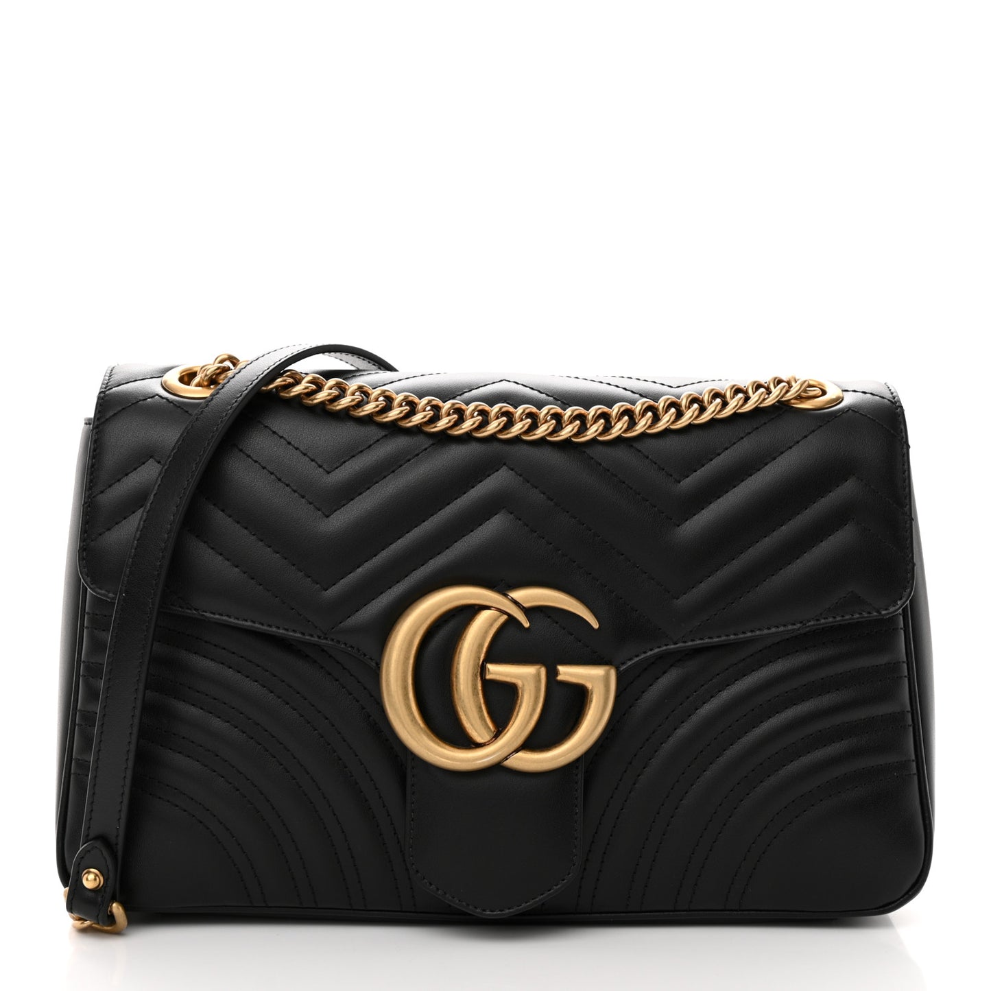 Calfskin Matelasse Medium GG Marmont Shoulder Bag Black