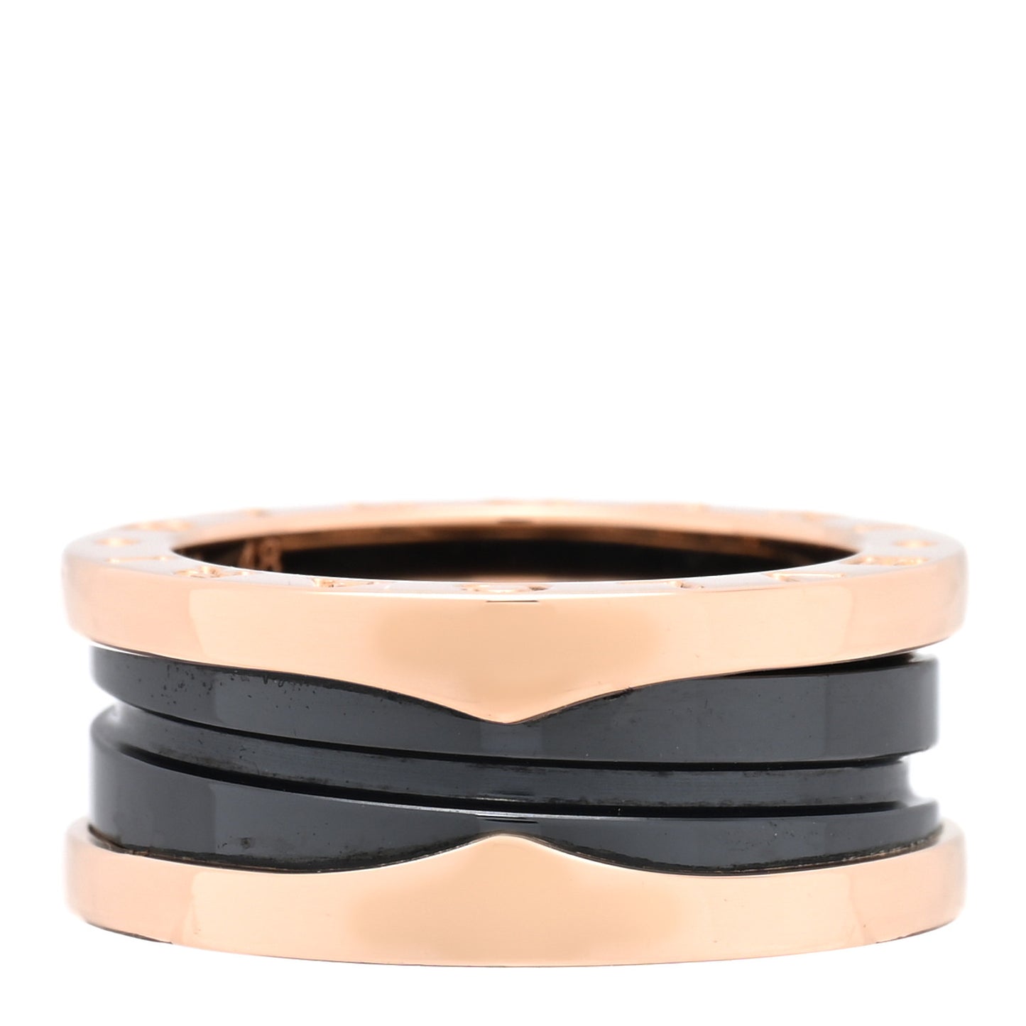 18K Rose Gold Black Ceramic B.Zero1 Two-Band Ring 48 4.5