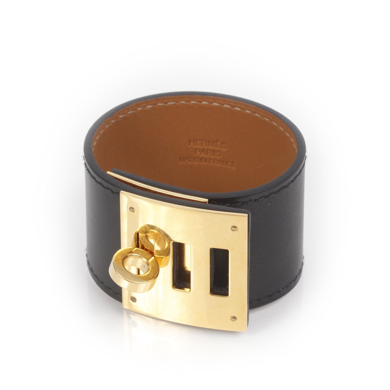 Hermes Swift Leather Kelly Dog Bracelet Black 1 of 6