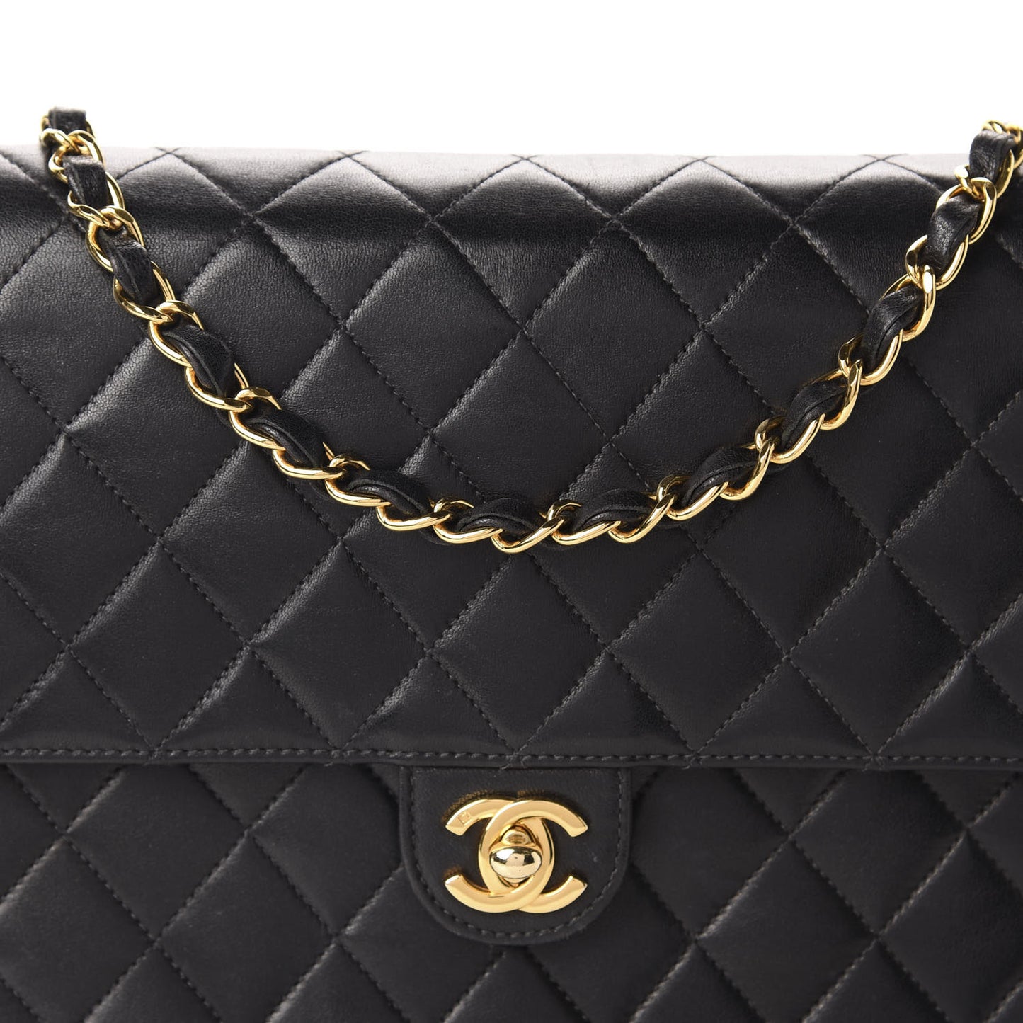 Lambskin Quilted Jumbo Single Flap Black