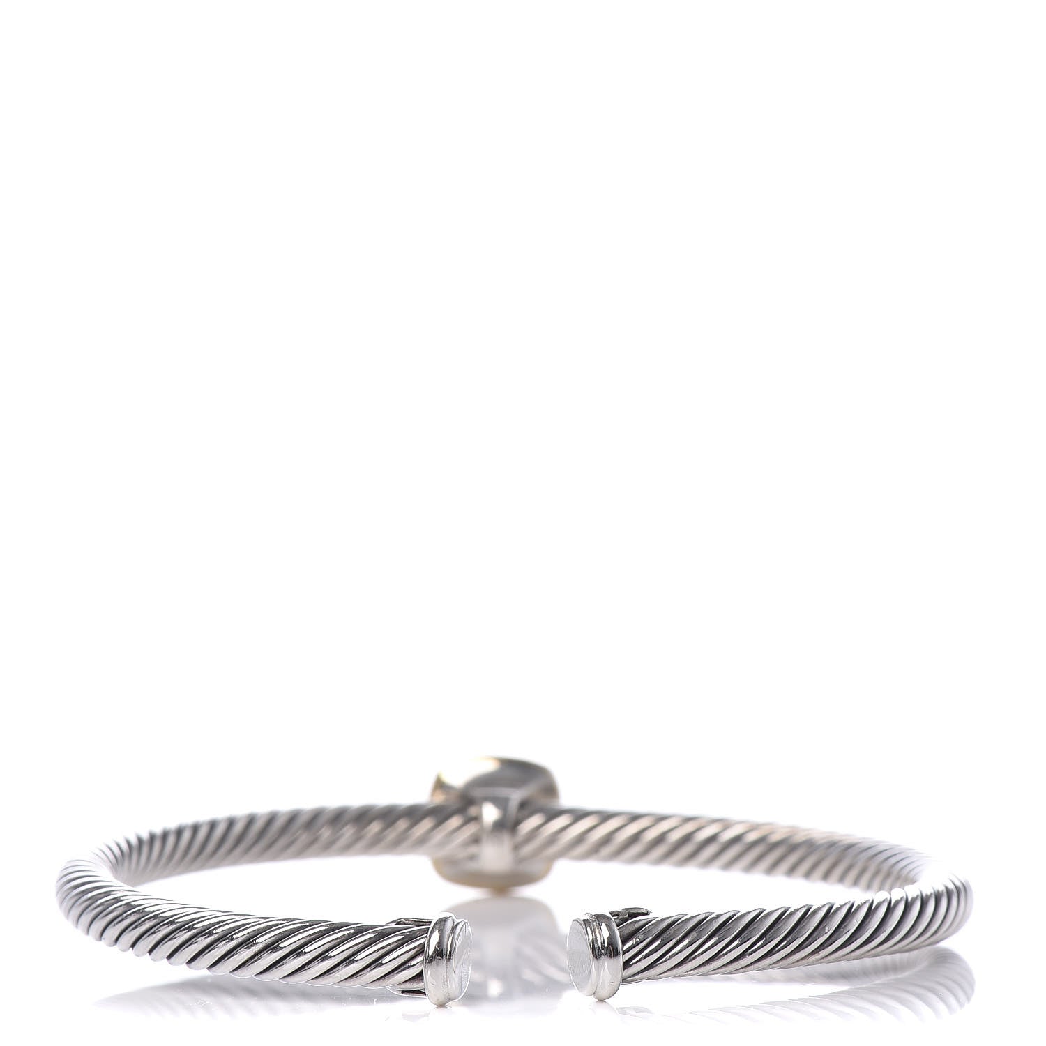 David Yurman Sterling Silver 18K Yellow Gold Diamond 4mm Noblesse Cable Bracelet 3 of 5