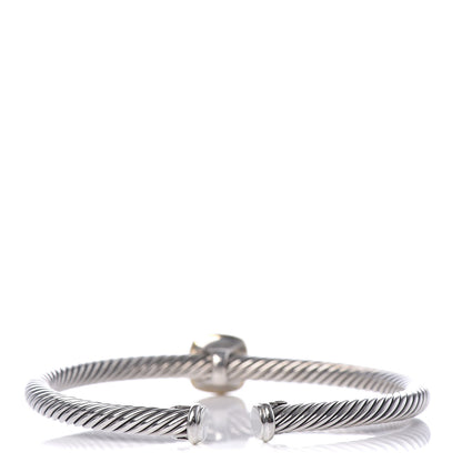 David Yurman Sterling Silver 18K Yellow Gold Diamond 4mm Noblesse Cable Bracelet 3 of 5