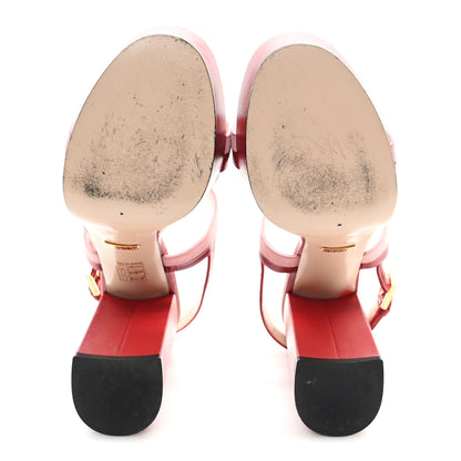 Gucci Calfskin Suede Interlocking G Chain Platform Sandals 40 New Cherry Red Wild Rose 6 of 8