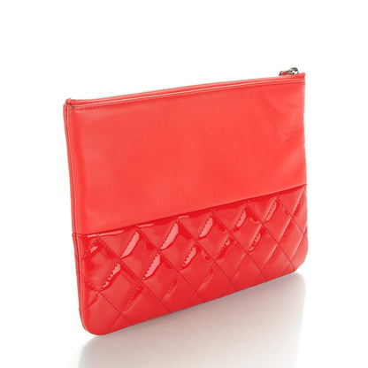 Chanel Calfskin Patent Quilted Medium Cosmetic Case Red 3 of 7