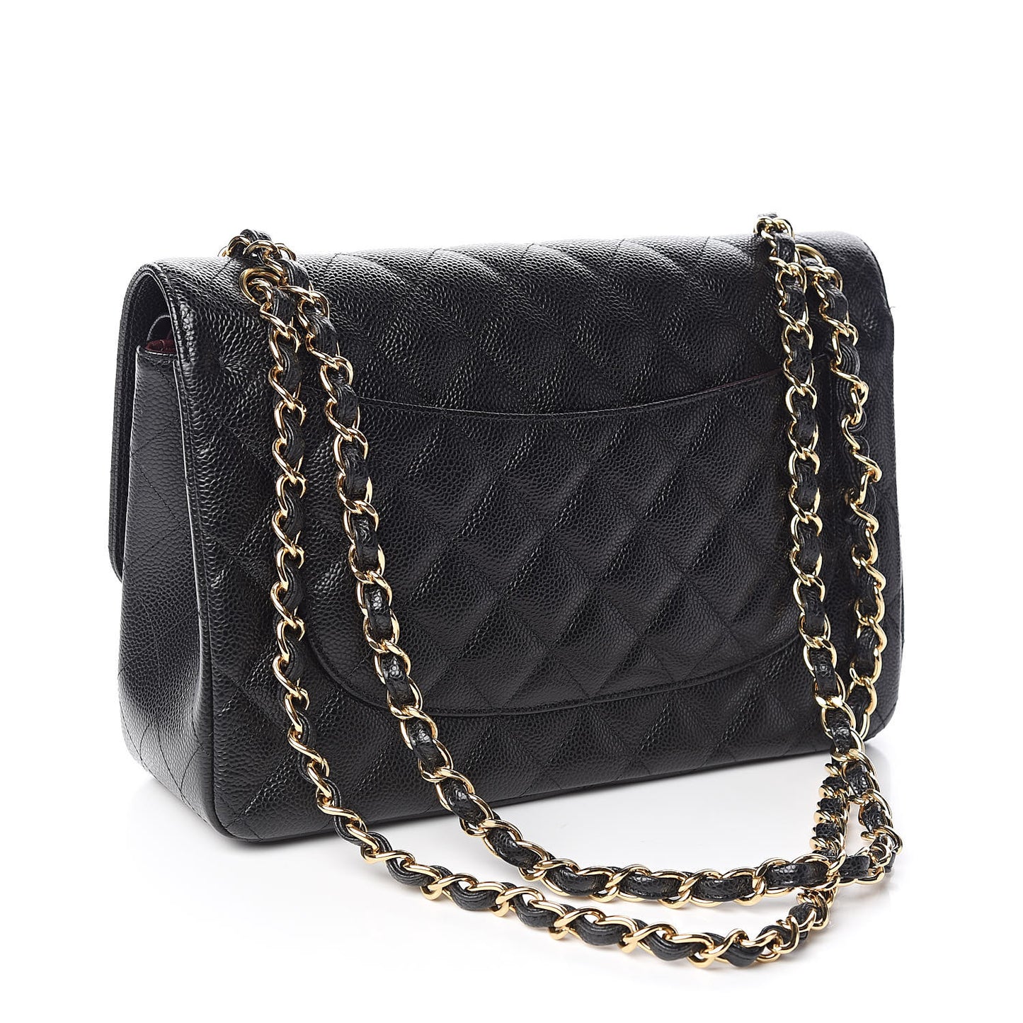 Caviar Quilted Jumbo Double Flap Black