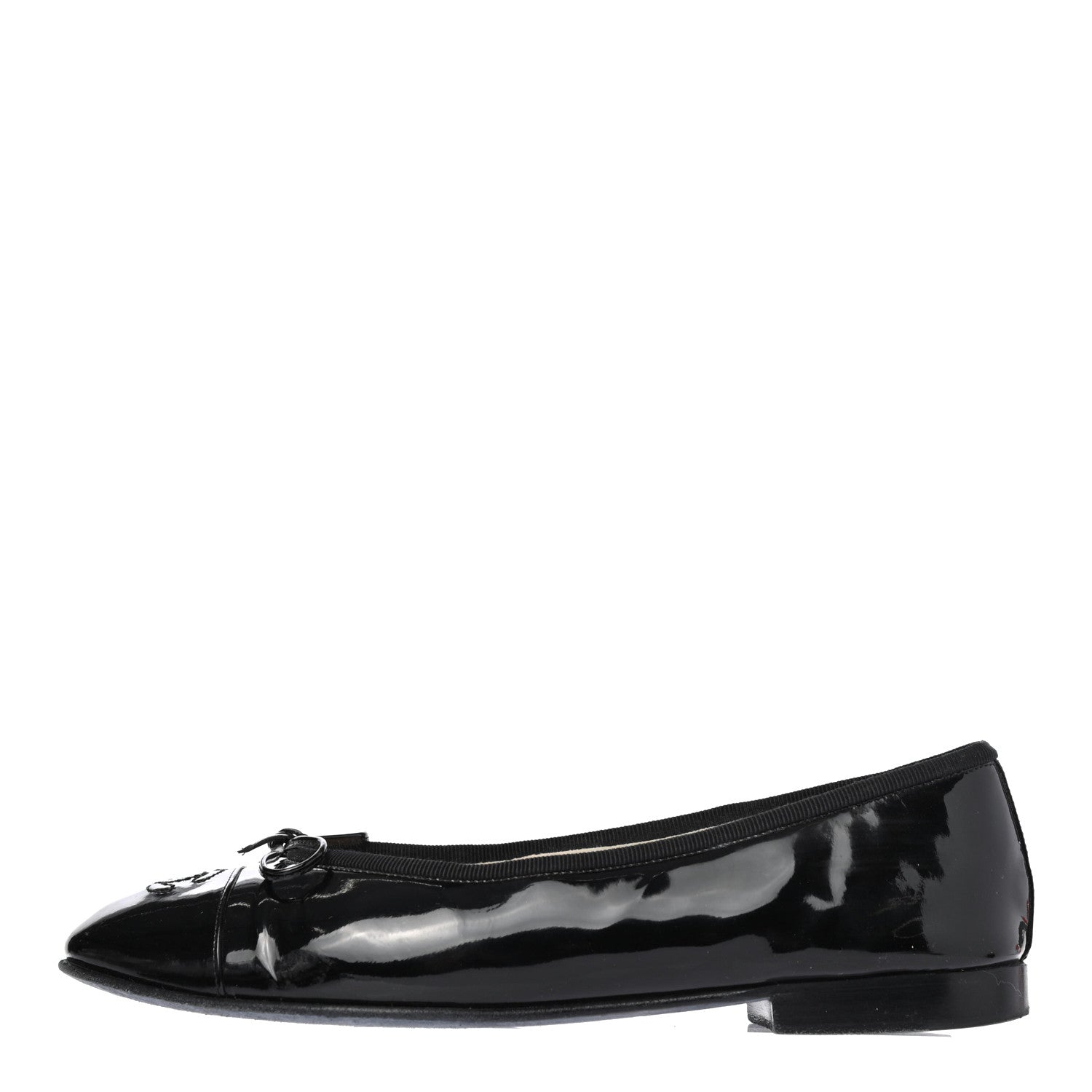 Chanel Patent CC Cap Toe Ballerina Flats 38 Black 1 of 4