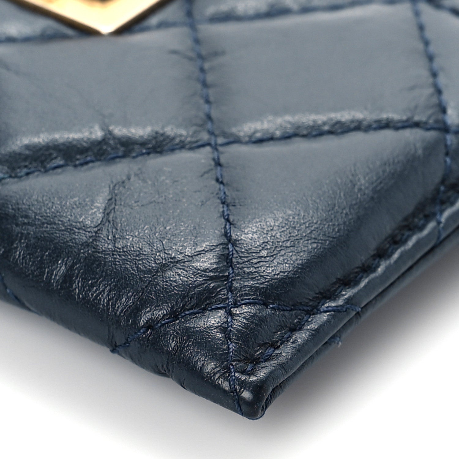 Chanel Aged Calfskin Quilted Reissue Card Holder Navy 11 of 12