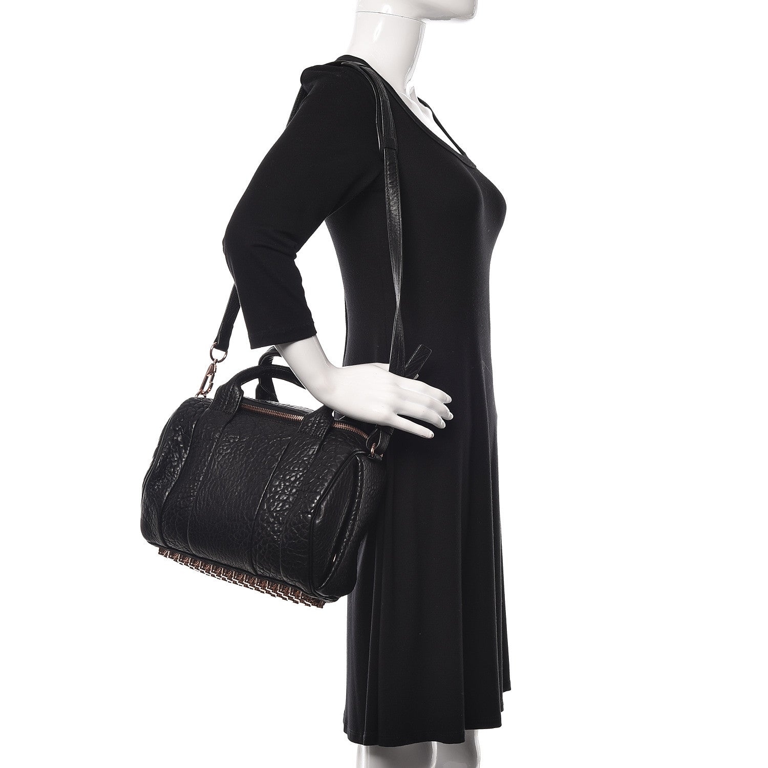 Alexander Wang Pebbled Lambskin Rockie Black Rose Gold Hardware 2 of 9