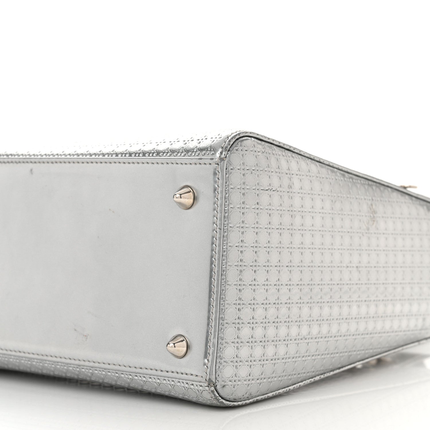 Christian Dior Metallic Patent Micro-Cannage Medium Lady Dior Silver 10 of 16