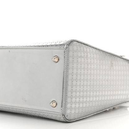 Christian Dior Metallic Patent Micro-Cannage Medium Lady Dior Silver 10 of 16