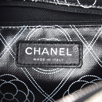 Chanel Coated Canvas Calfskin Camellia Printed Camera Case Black Beige 6 of 10