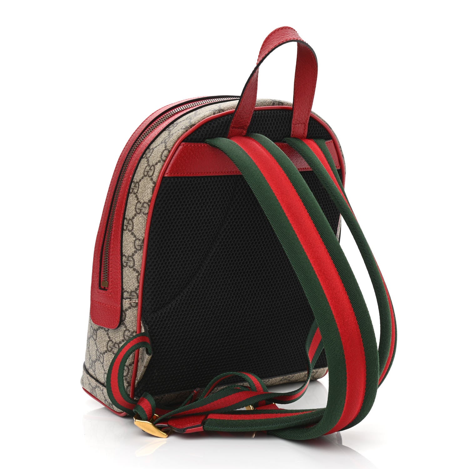 Gucci GG Supreme Monogram Web Bosco Patch Dome Backpack Beige Malva Hibiscus Red 3 of 10