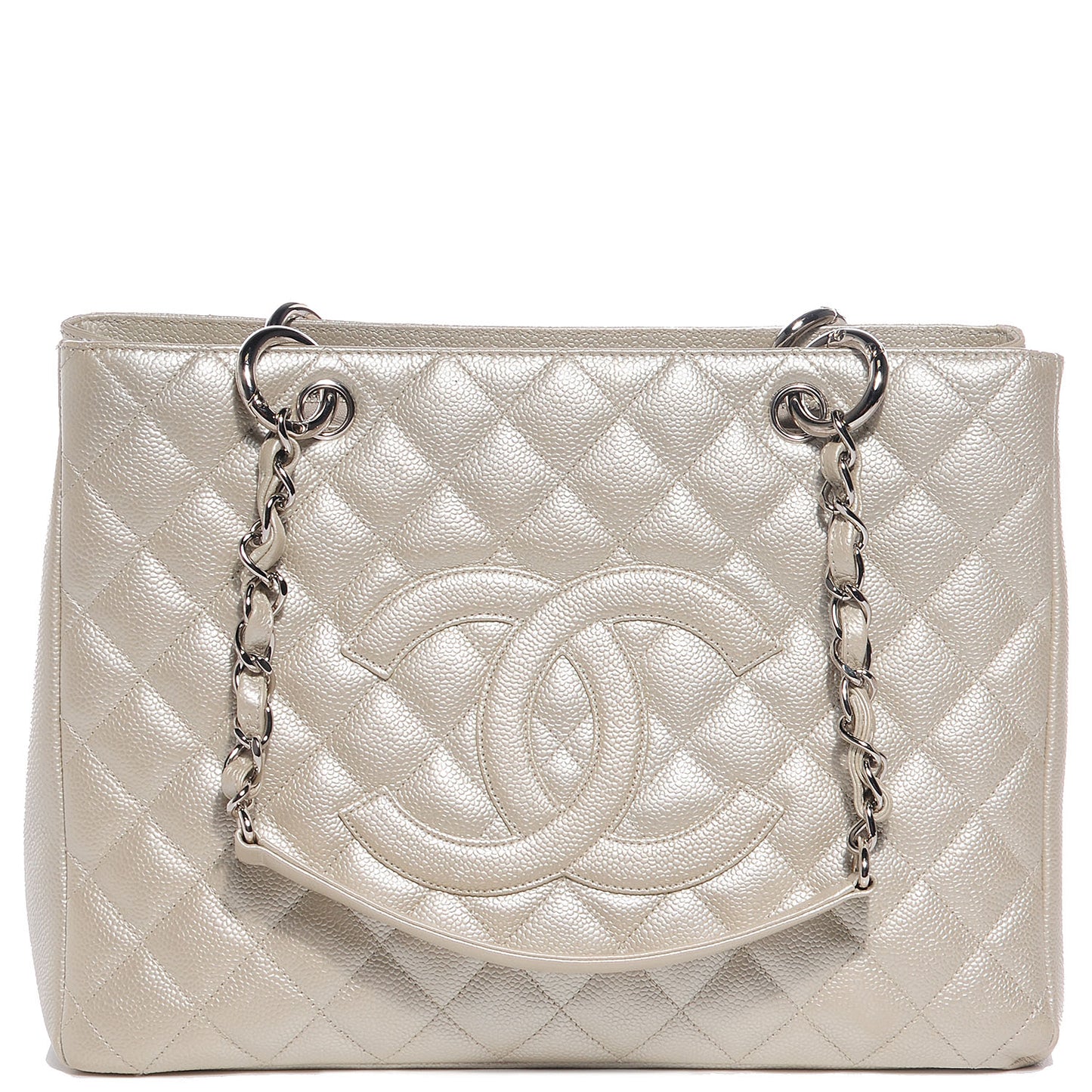 Caviar Quilted Grand Shopping Tote GST Pearl