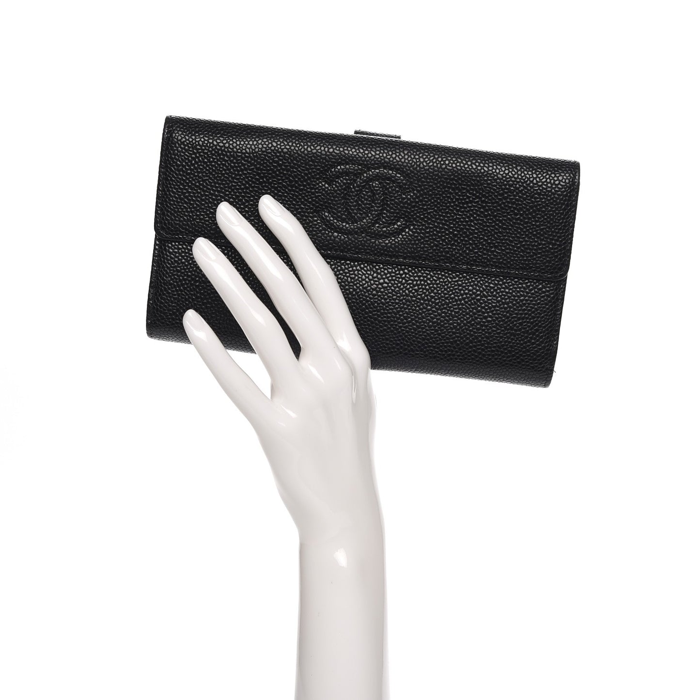 Caviar CC Long Flap Wallet Black