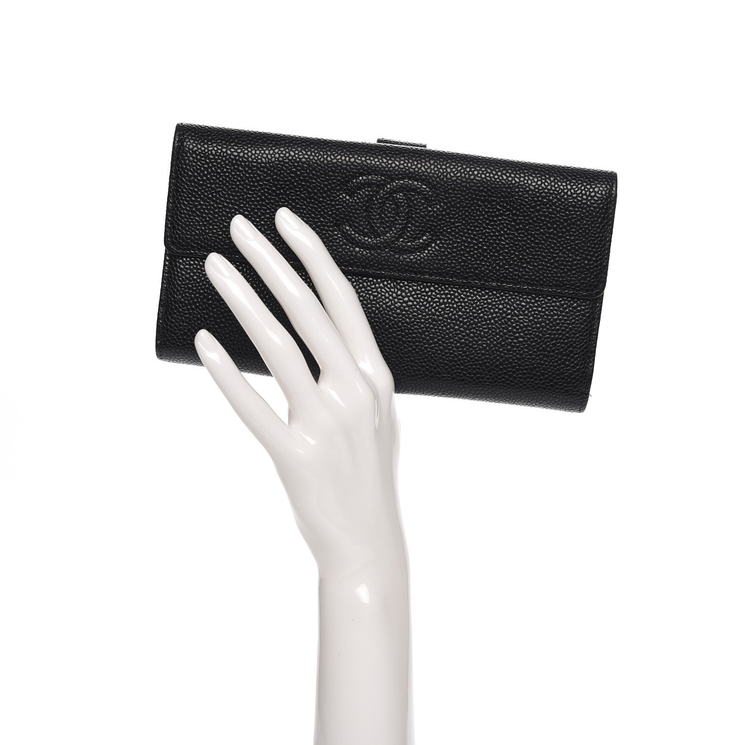 Chanel Caviar CC Long Flap Wallet Black 2 of 8