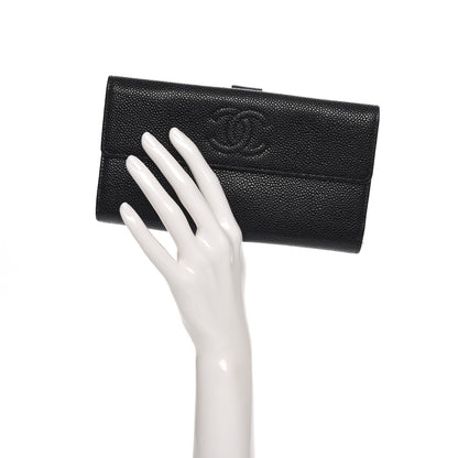 Chanel Caviar CC Long Flap Wallet Black 2 of 8