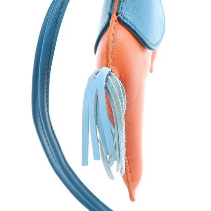 Hermes Milo Lambskin Grigri Rodeo Horse Bag Charm GM Feu Celeste Bleu Izmir 4 of 5