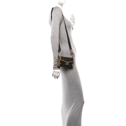 Fendi Recycled Fabric Jacquard Vitello King FF 1974 Baguette Soft Trunk Phone Pouch Tobacco Moro Sand 2 of 10