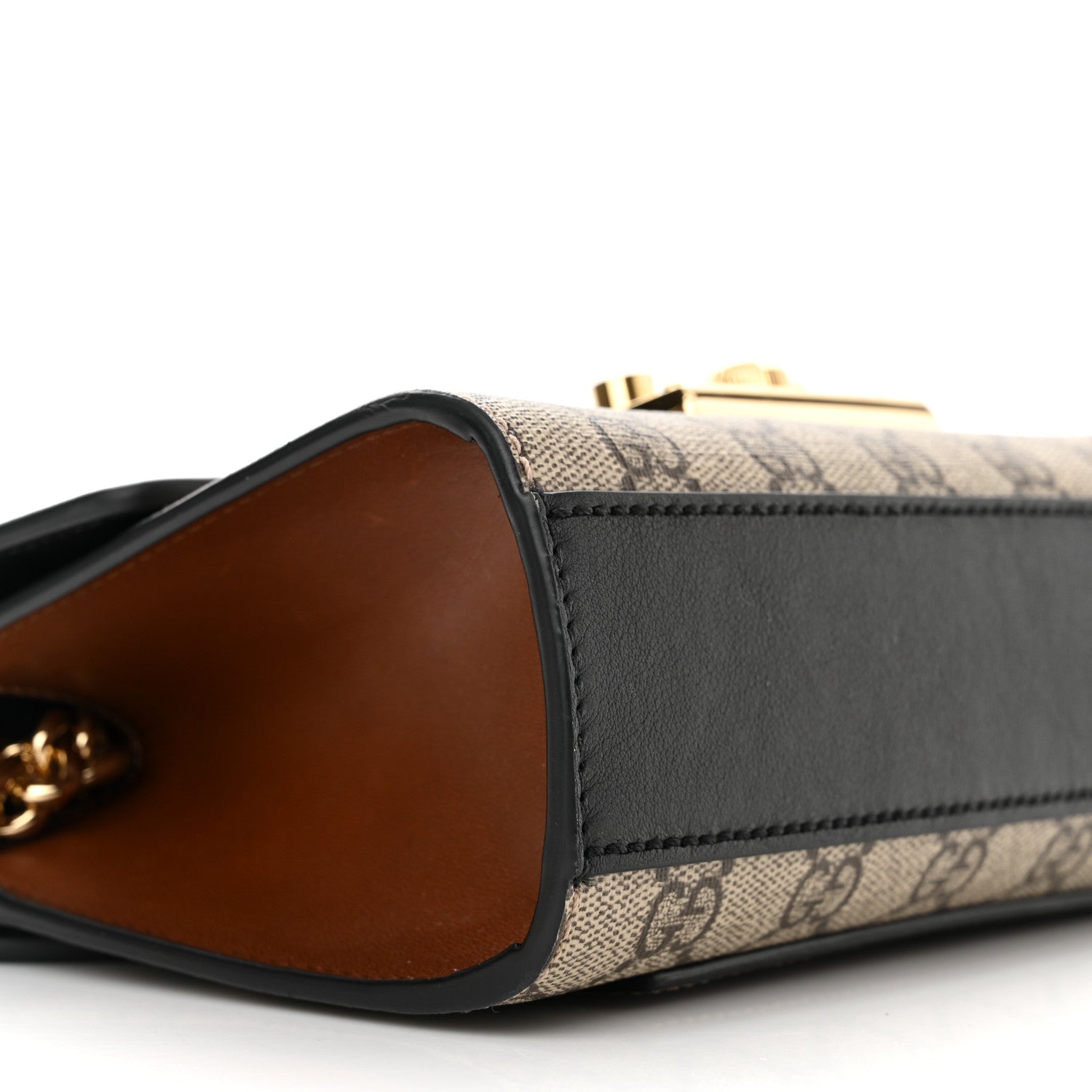 Gucci GG Supreme Monogram Calfskin Small Padlock Shoulder Bag Beige Black Cuir 8 of 10
