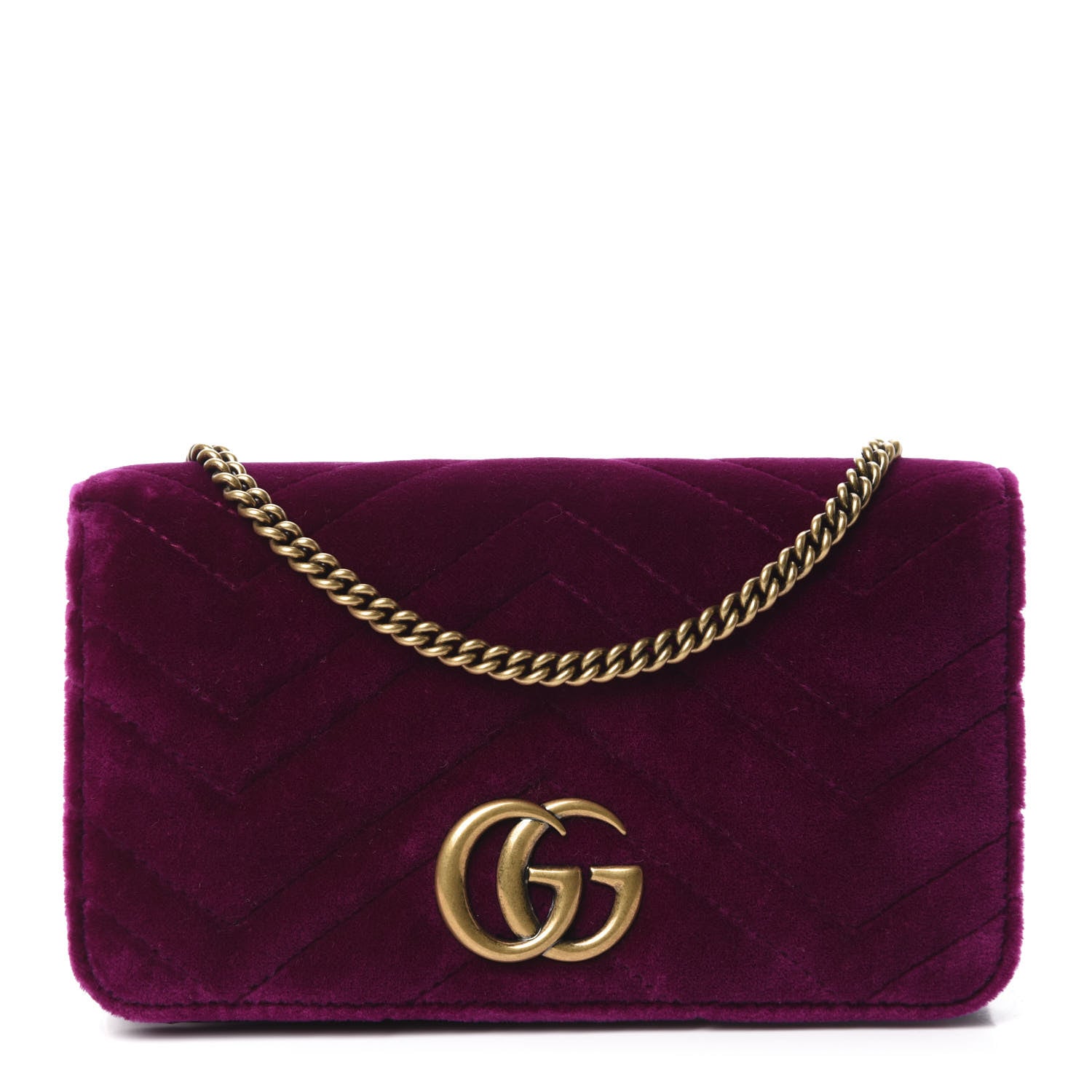 Gucci Velvet Matelasse GG Marmont Mini Bag Fuchsia Violet Cyclamen 1 of 12