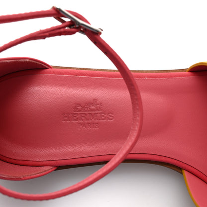 Hermes Calfskin Santorini Sandals 36.5 Jaune Sable Rose 8 of 10