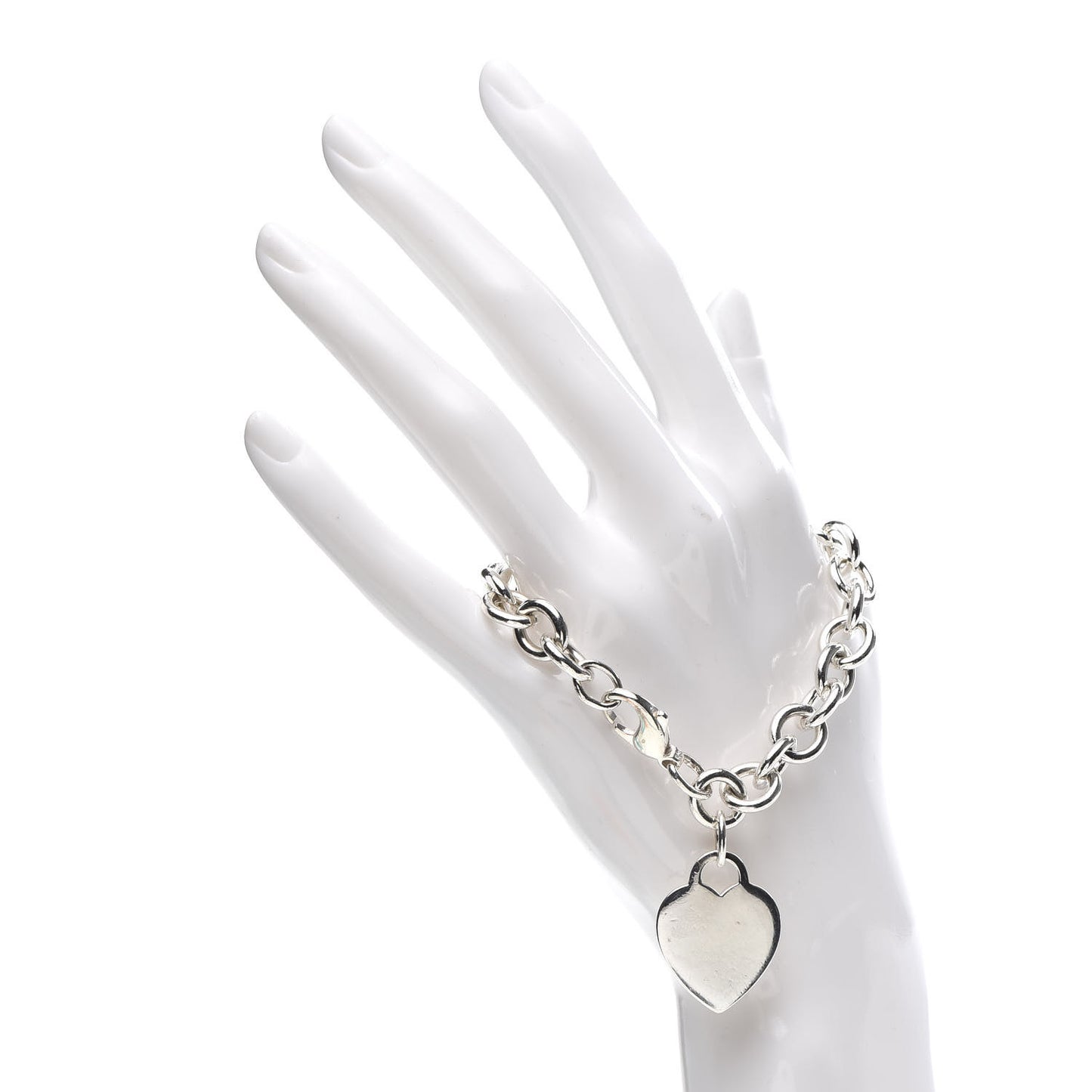 Sterling Silver Heart Tag Charm Bracelet