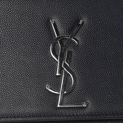Saint Laurent Grain De Poudre Medium Classic Monogram Kate Satchel Deep Marine 10 of 15