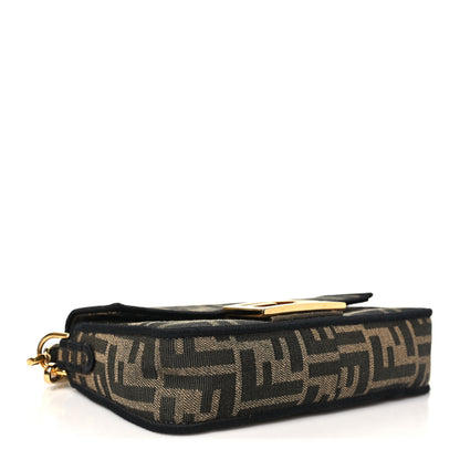 Fendi Fabric Jacquard FF 1974 Mini Baguette Tobacco Moro Black 4 of 10